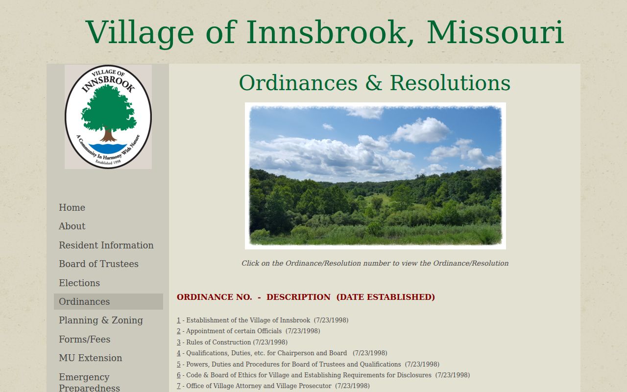 Innsbrook court docket municipal ordinance index records
