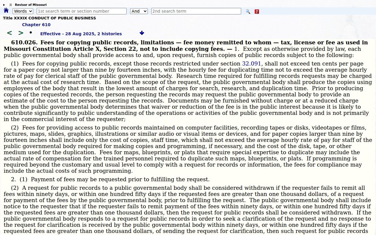 Warren County court record copy and duplication fee statute