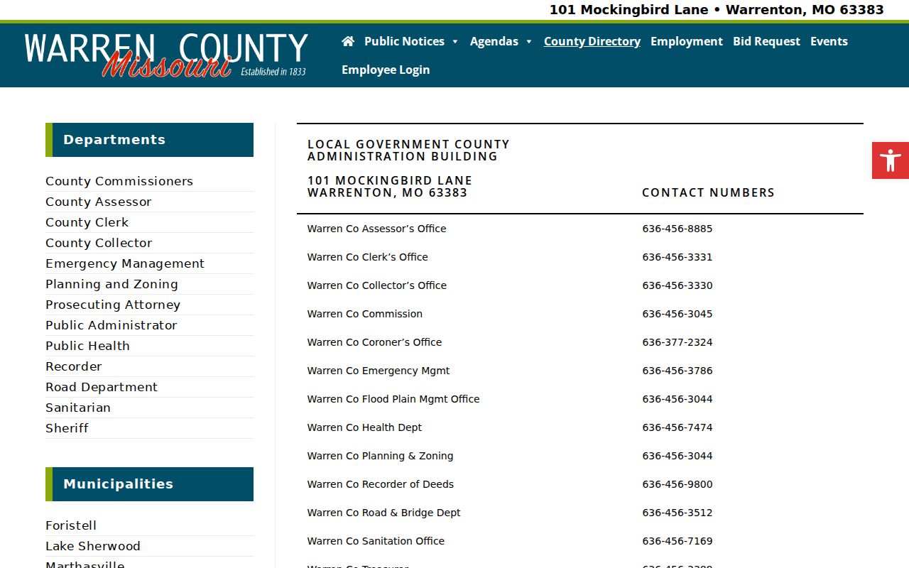 Warren County court docket courthouse and Circuit Clerk directory