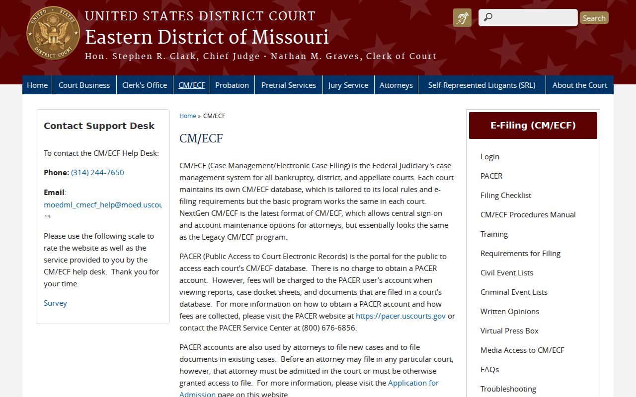 Warren County case search distinction for Eastern District CM ECF filing