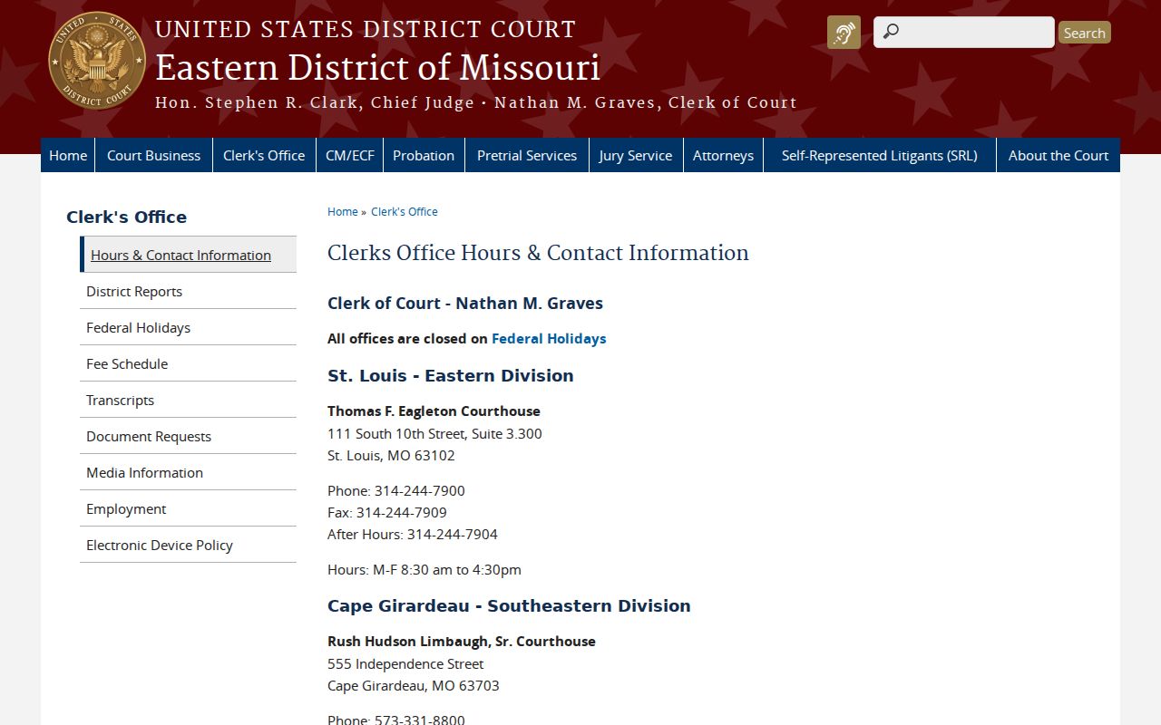 Warren County court records federal clerk office route
