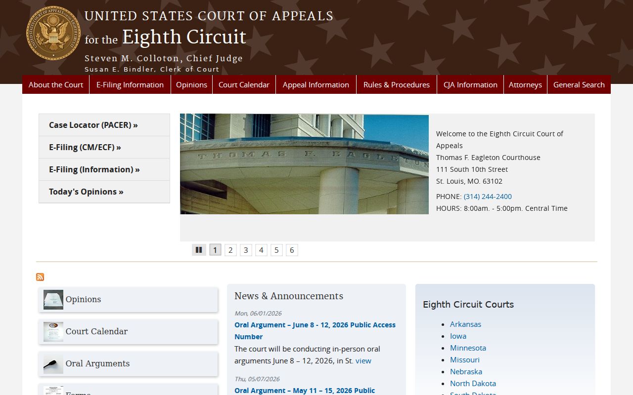 Warren County court calendar distinction for United States Court of Appeals source