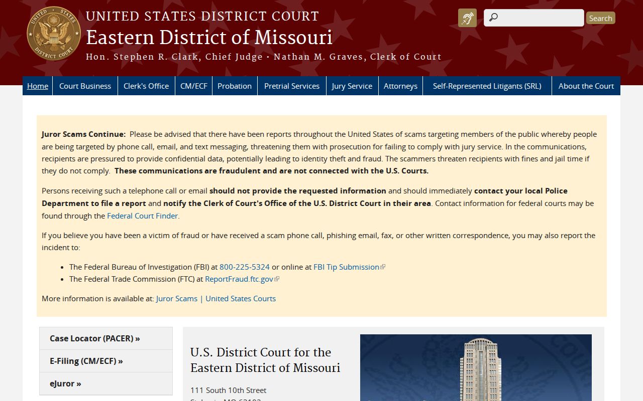 Warren County case search federal Eastern District of Missouri source
